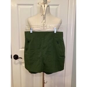 ATHLETA Fairway Golf Skort Skirt 15" Tennis Zip Pockets Olive Green - Size 4